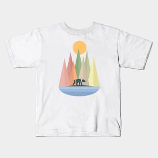 Bear in Nature Landscape Collage Kids T-Shirt